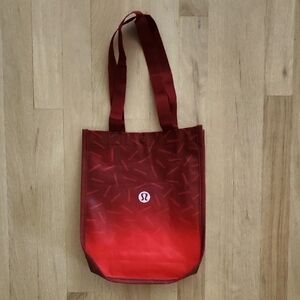 Lululemon Athletica Ombre Red Small Tote Bag With Fabric Straps And Snap Closure